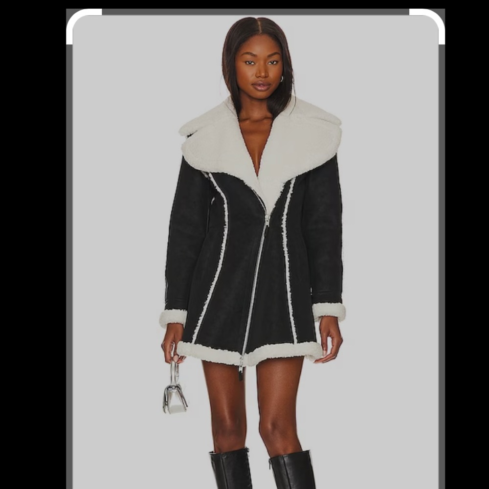 In search for NBD Jaedon Faux Shearling Jacket Dress in Black